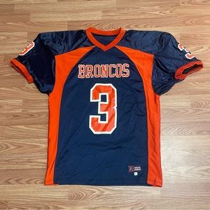 Vintage Bristol Athletic Men’s Football Jersey Size Large Blue Broncos Mesh Y2K